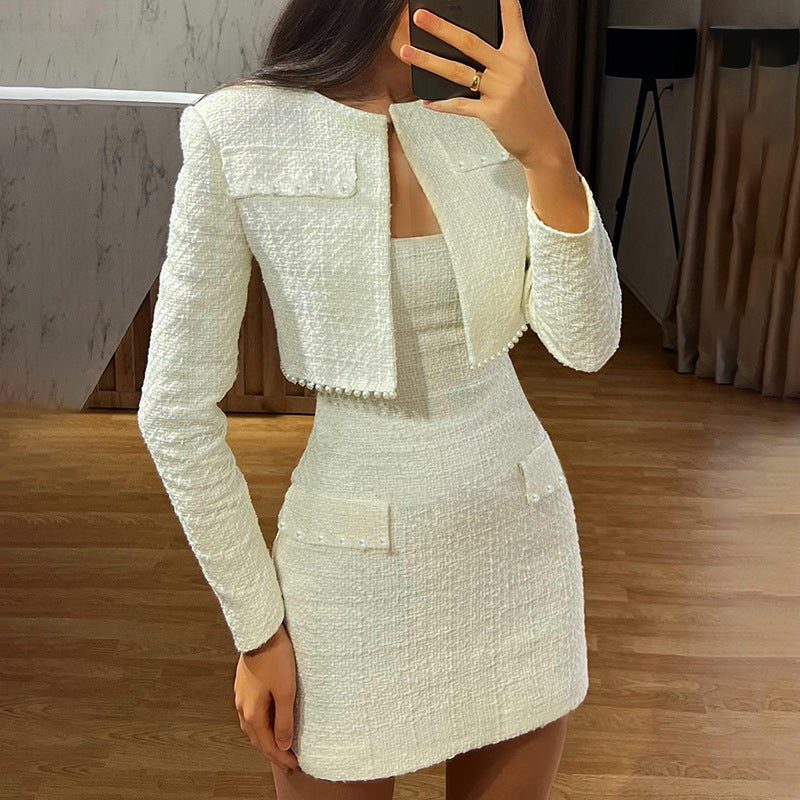 Long Sleeve Jacket Slim Fit Tube Top Dress