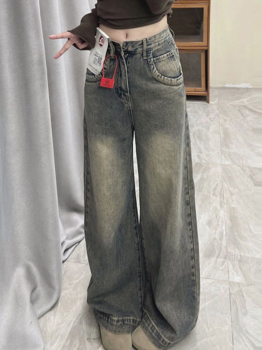 Elegant Wide-Leg Denim Trousers